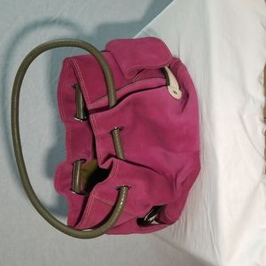 Cole Haan KELSEY Suede Leather Shoulder Bag Satchel Fuschia Pink